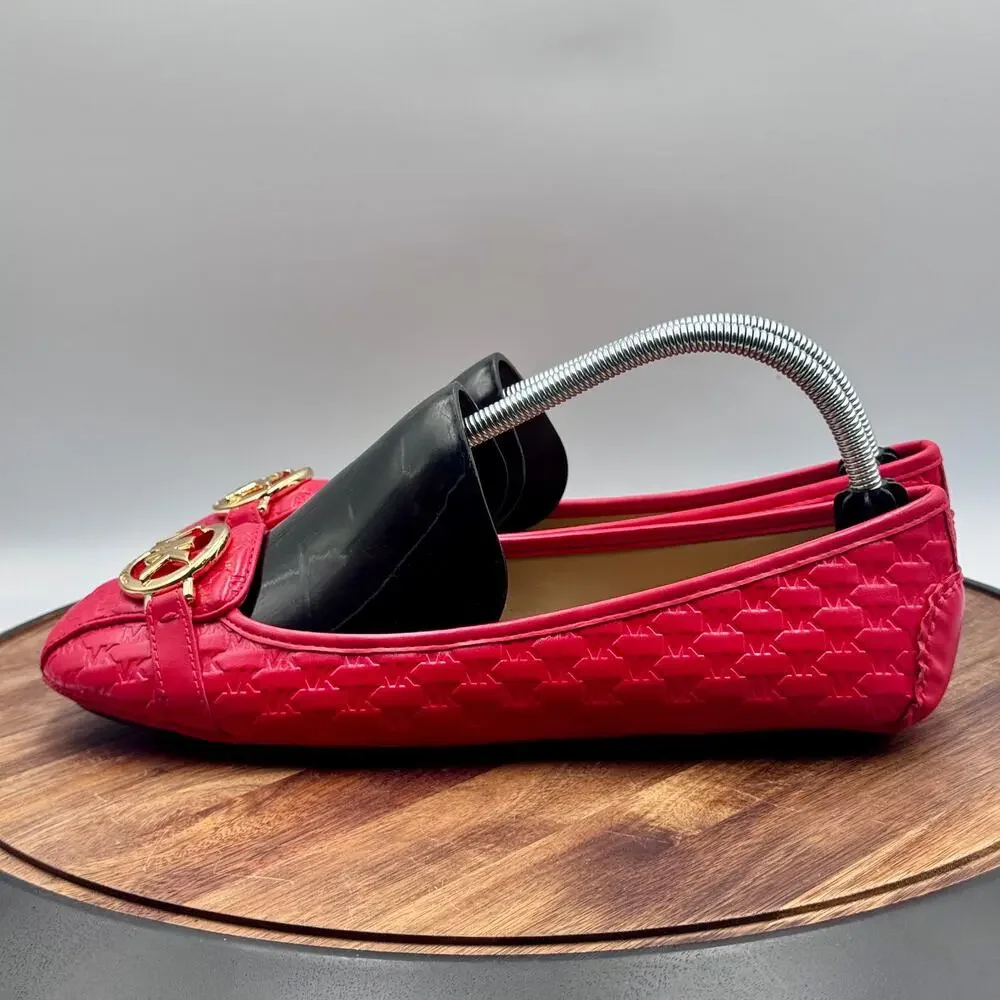 MICHAEL KORS Fulton Logo Embossed Moccasin Red Loafers Ballet Flat Women's 10 - Picture 3 of 12